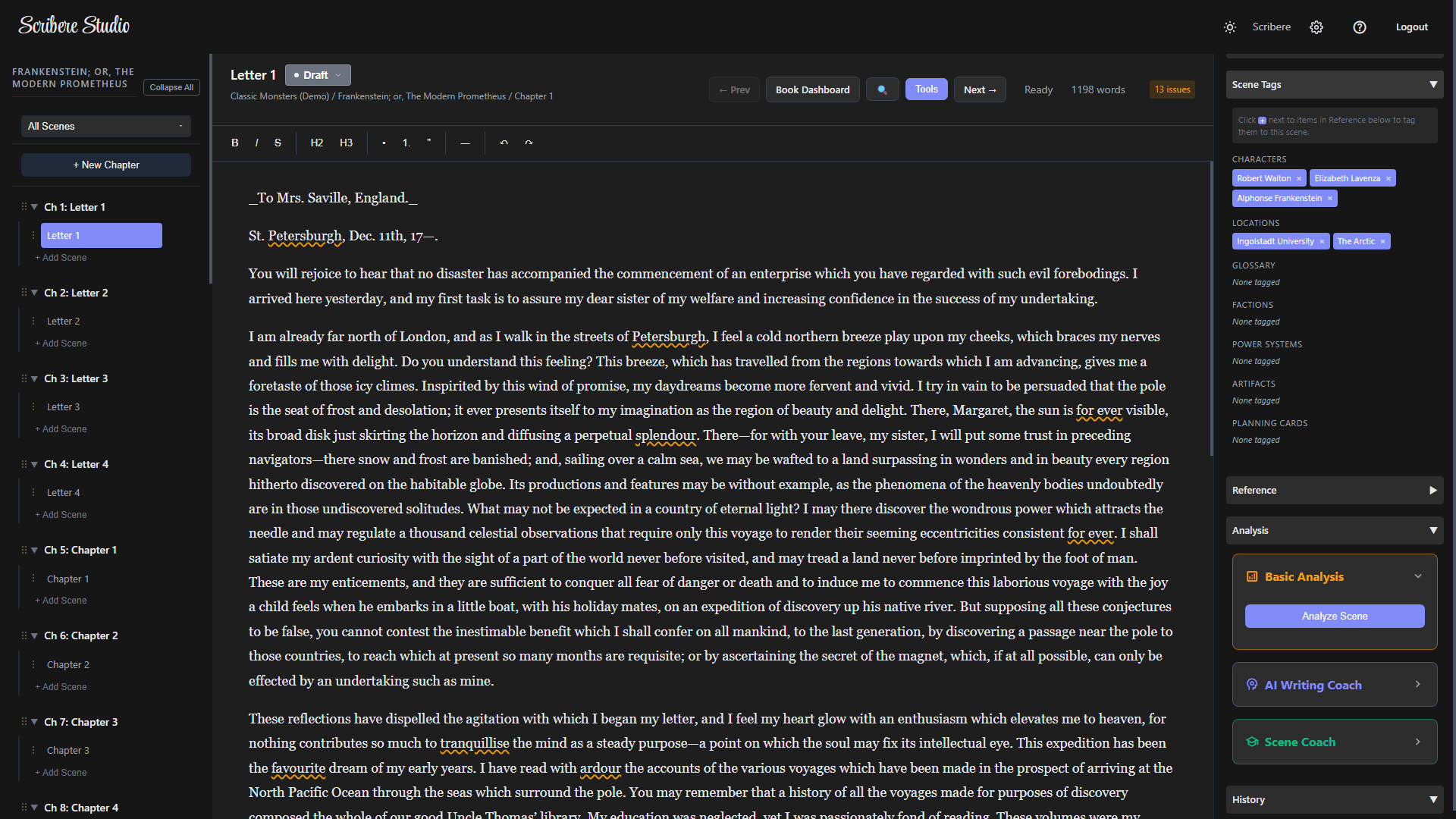 Scribere Studio - Editor with worldbuilding sidebar