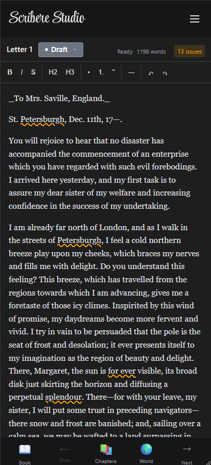 Scribere Studio on mobile